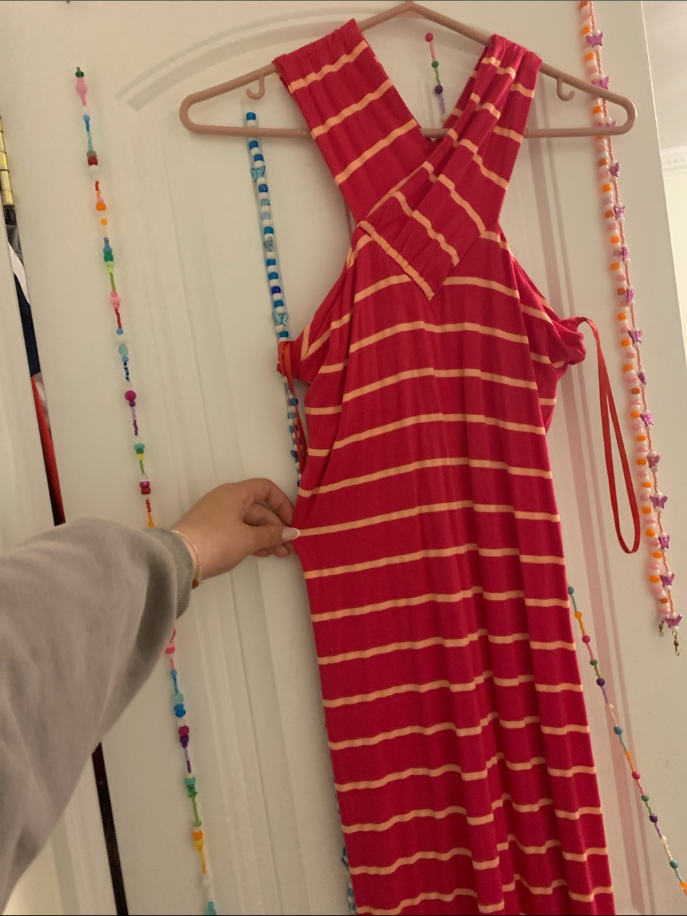 Ted Baker Pink and Yellow Striped Sleeveless Maxi Dress